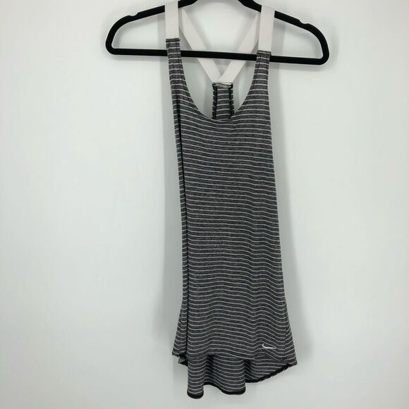 Nike Swim Racerback Cover-Up Dress Womens Small Gray White Stripe Scoop Neck - Picture 2 of 14
